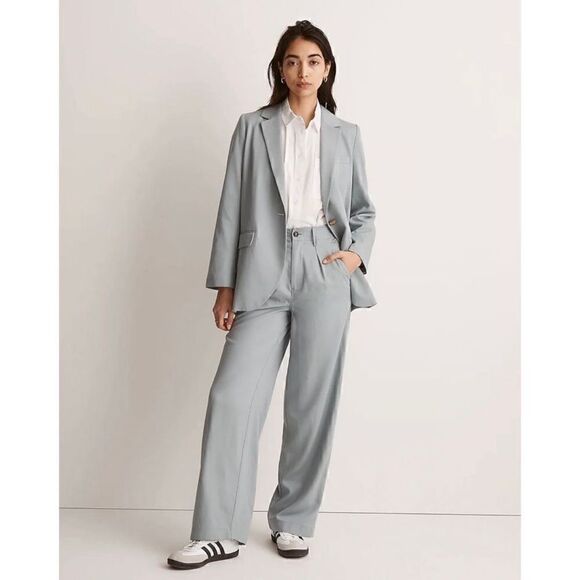 MADEWELL The Neale Straight-Leg Pant in Drapeweave Gray Blue Women’s Size 0 - Picture 2 of 11